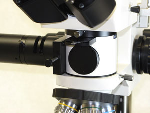 Sliding rotatable polarizer and darkfield lever