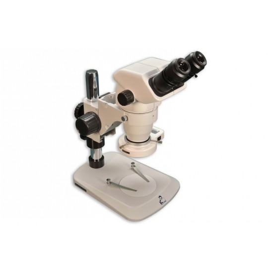 EM-50L Binocular Stereo Entry-Level Industrial and Educational Microscope with 6.7X - 45X Zoom  Range Magnification on a pole stand with 58 bulb array LED Ring Light (MA962) and Ring Light  adapter