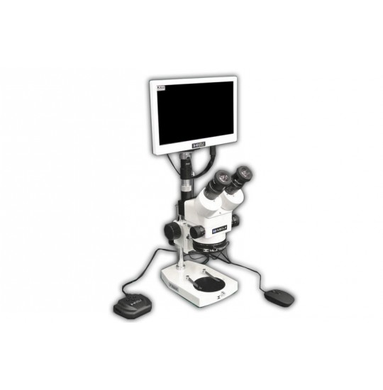 EMZ-13TRH + MA522 + P + MA961C/40 (Cool White) + MA151/35/03 + HD1000-LITE-M (10X - 70X) Stand Configuration System, Working Distance: 90mm (3.54")