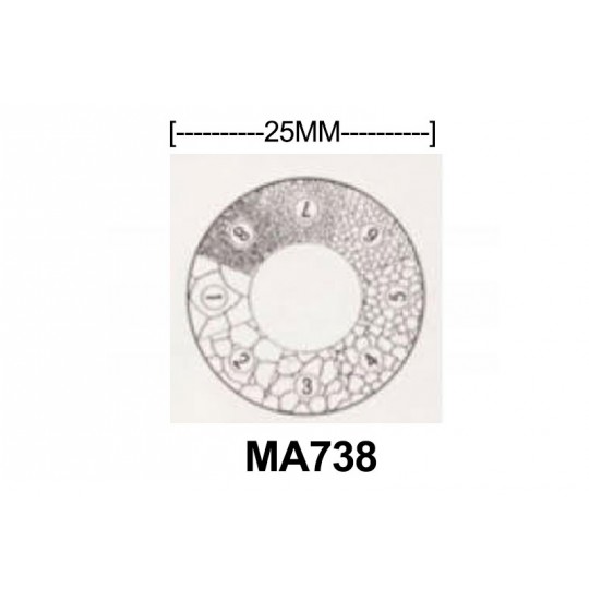 MA738 Grain Sizing Reticle for Steel Eyepiece micrometer, 25 mm diameter