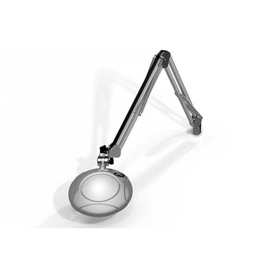 MG800/2XSIL Round 2x Magnifier 5” with 43” reach, with table edge clamp, Silver finish