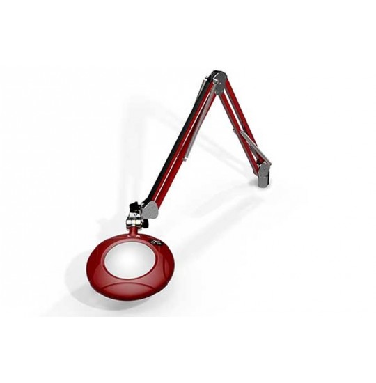 MG800/2XRED Round 2x Magnifier 5” with 43” reach, with table edge clamp, Red finish