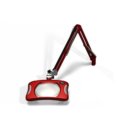 MG900/2XRED Rectangular 2x Magnifier 7” x 5¼”with 43” reach, with table edge clamp, Red finish