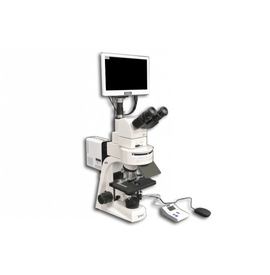 MT6300ECL-HD 100X-1000X Ergonomic Tilting Trinocular 10° to 50° degrees Epi-Fluorescence Biological Microscope with LED Light Source and HD Camera Monitor (HD1000-LITE-M)