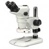EM-51L Trinocular Stereo Entry-Level Industrial and Educational Microscope with 6.7X - 45X Zoom  Range Magnification on a pole stand 