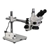 SMD-5TR Trinocular Zoom 7X – 45X Stereo Microscope  package  with Incident Ring Light LED on a Boom Stand for Surface Mount Device Inspection.
