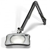 MG900/2XSIL Rectangular 2x Magnifier 7” x 5¼”with 43” reach, with table edge clamp, Sliver finish