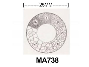 MA738 Grain Sizing Reticle for Steel Eyepiece micrometer, 25 mm diameter