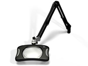 MG900/2XBLK Rectangular 2x Magnifier 7” x 5¼”with 43” reach, with table edge clamp, Black finish
